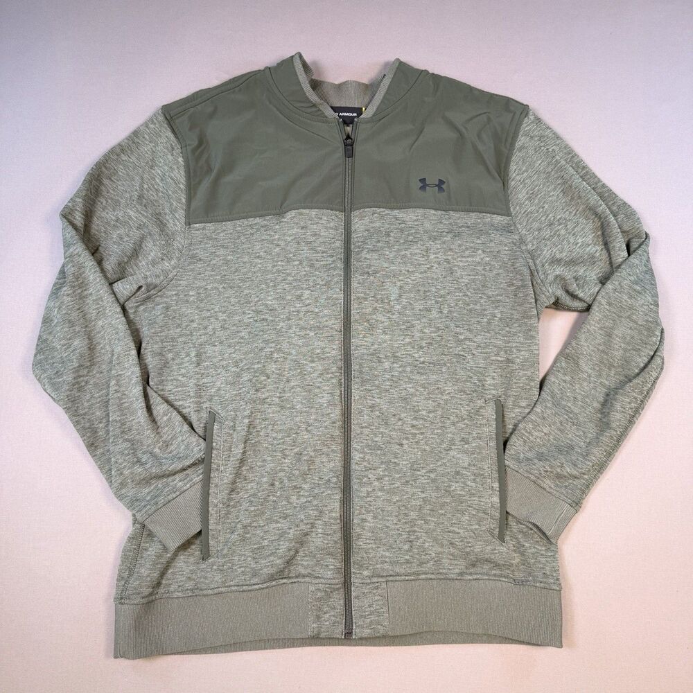 Under Armour Sweater Mens XL Green Loose ColdGear Outdoor Quarter Zip Pull Over